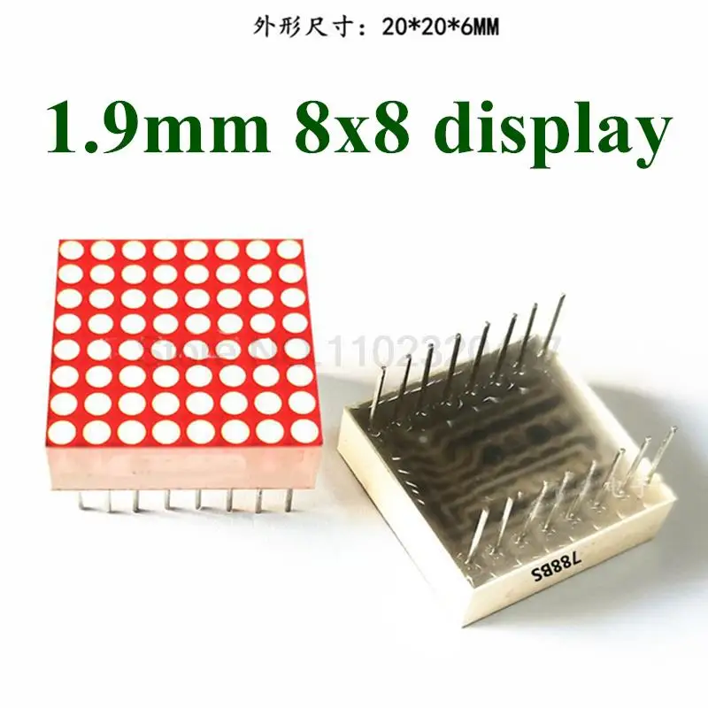 20PCS 1.9mm Mini Dot Matrix LED Display Red Common cathode  8x8 8*8 Digital Tube 16-pin 20mm*20mm DIY Electronic Kit