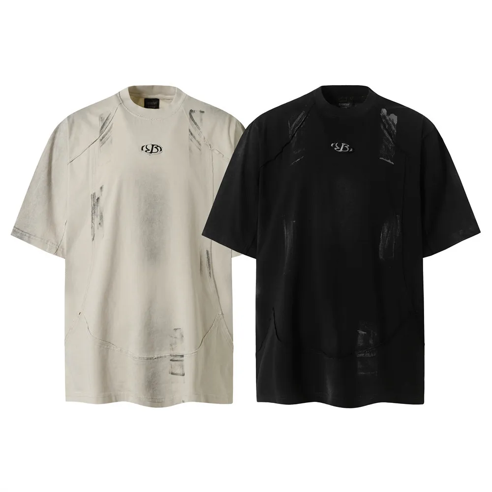 

Мужские футболки в стиле панк, японская уличная одежда, потертые винтажные футболки с рисунком, летние модные футболки с короткими рукавами и круглым вырезом, мужские