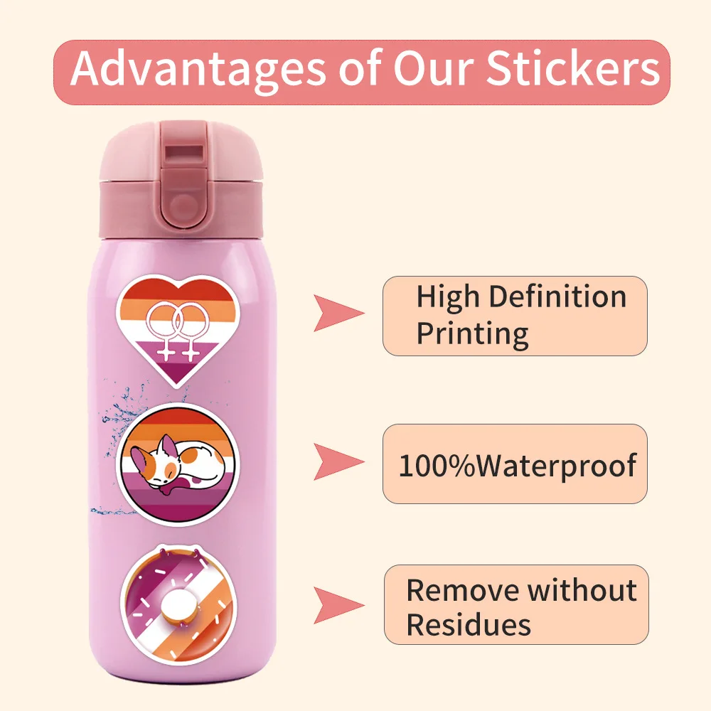 10/30/55PCS Lesbian Pride Cartoon Stickers DIY Diary Scrapbook Luggage Laptop Phone Guitar Car Bike Skateboard Decals Graffiti