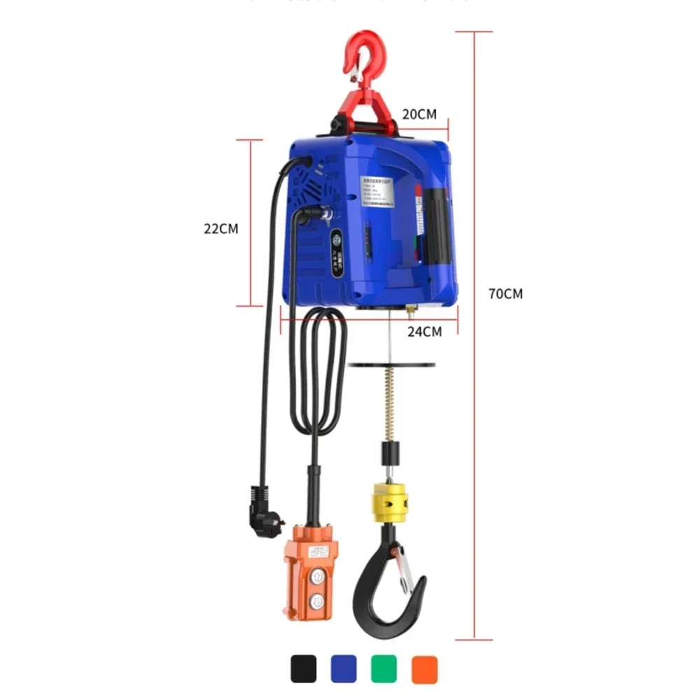 Hot Sales220v 500kg Remote Control Crane Hoist Wire Rope Electric Aluminum Shellhousehold Indoor Small Crane