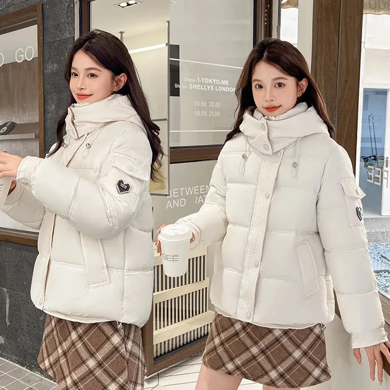 Fashion 2025 New Women Parkas Down Jacket with Hood Autumn Winter Warm Over Size Casual Short Thick Outwear Female Coat