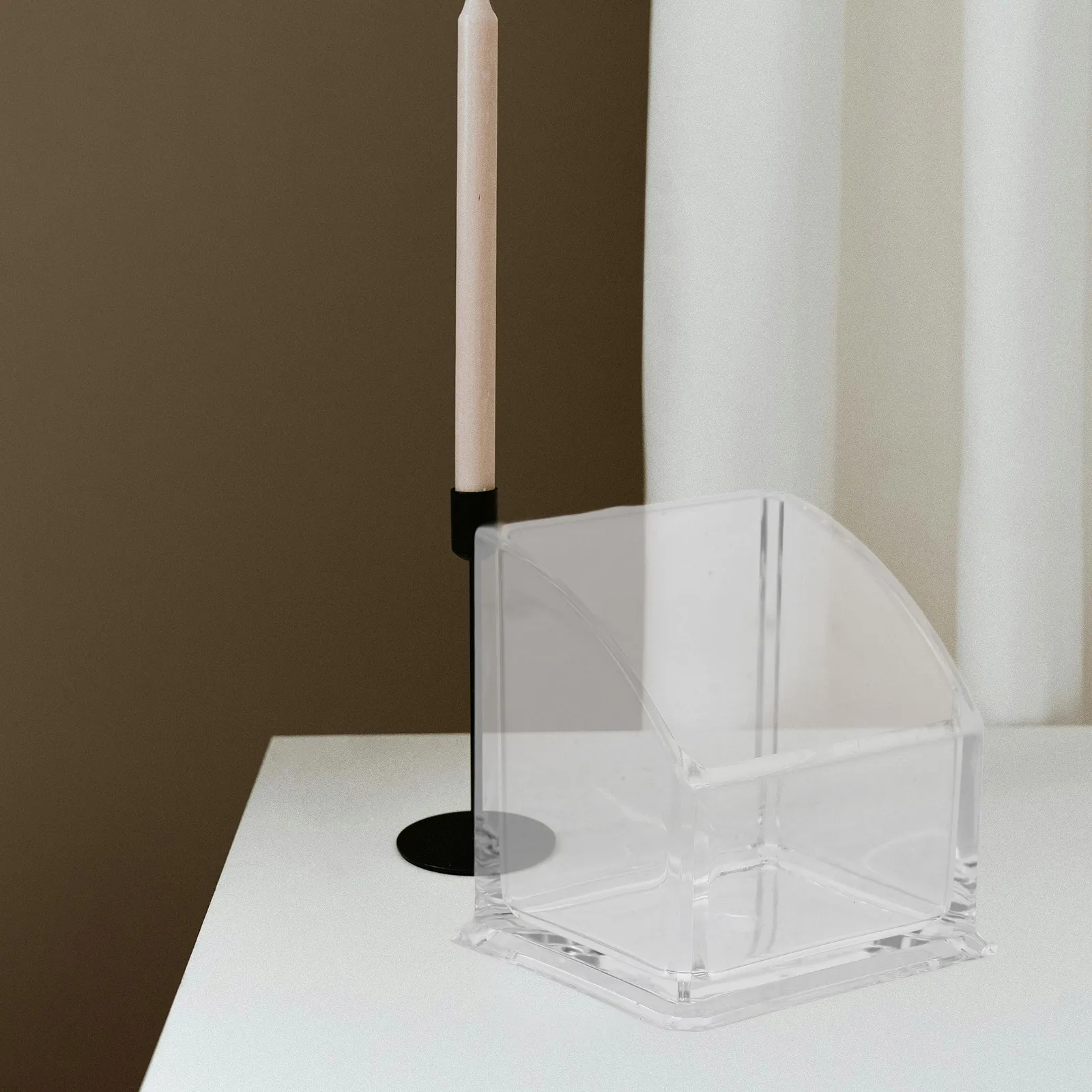 صندوق منظم سطح المكتب من الأكريليك الشفاف لمكتب المنزل والمكياج أشتات حامل قلم صندوق تخزين صغير متعدد الوظائف