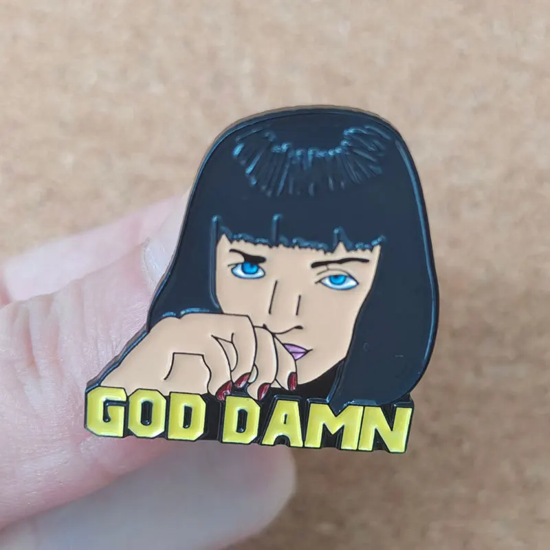 Mia Wallace Pulp Fiction Enamel Pin Beautiful Girl Cartoon Brooch Fashion Jewelry Gift Backpack Collar Hat Lapel Badge