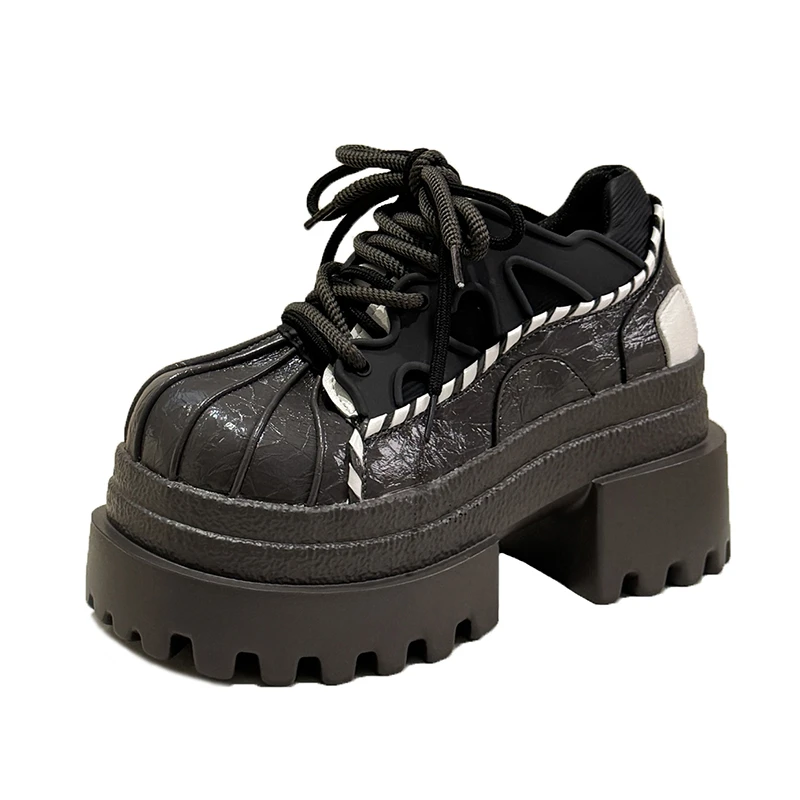

10cm Height Increasing Platform Sneakers for Women Chunky Heel Lace Up Casual Shoes Women Spring Autumn Female Sports Tennis