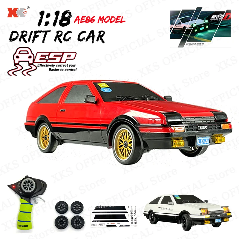 AE86 Model 1/18 RC Car 2.4G Remote Control 15Km/H AWD On Road LED Light ESP Gyroscope RC Drift Racing Toy Car Gift for Boy