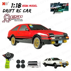 AE86 Model 1/18 RC Car 2.4G Remote Control 15Km/H AWD On Road LED Light ESP Gyroscope RC Drift Racing Toy Car Gift for Boy