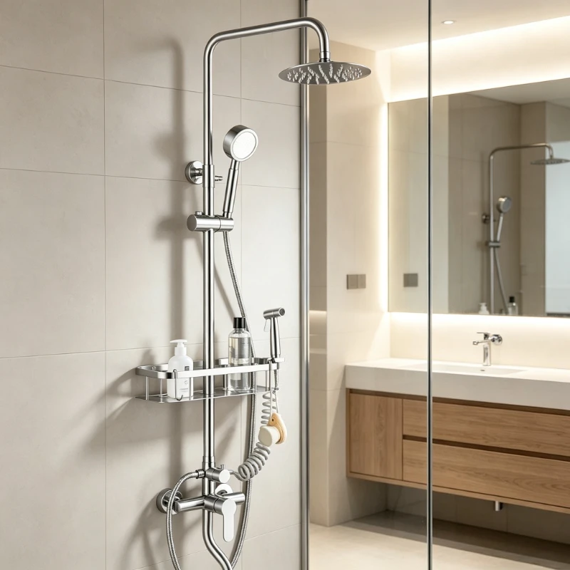 Shower Head Set 304 Stainless Steel, Wall Mounted Rainfall Kit for Bathroom & Hotel, Durable Anti-Clog Heat Resistant Home Use