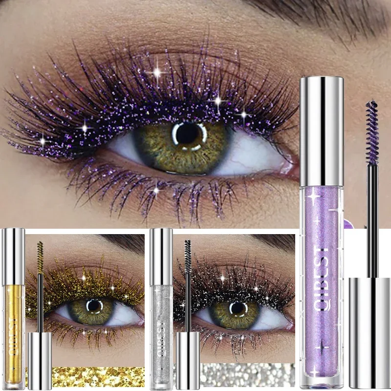 Diamond Glitter Mascara Sliver Gold Purple Galaxy Sequins Eyelashes Quick Dry Lasting Waterproof Curling Thick Shiny Eyelash