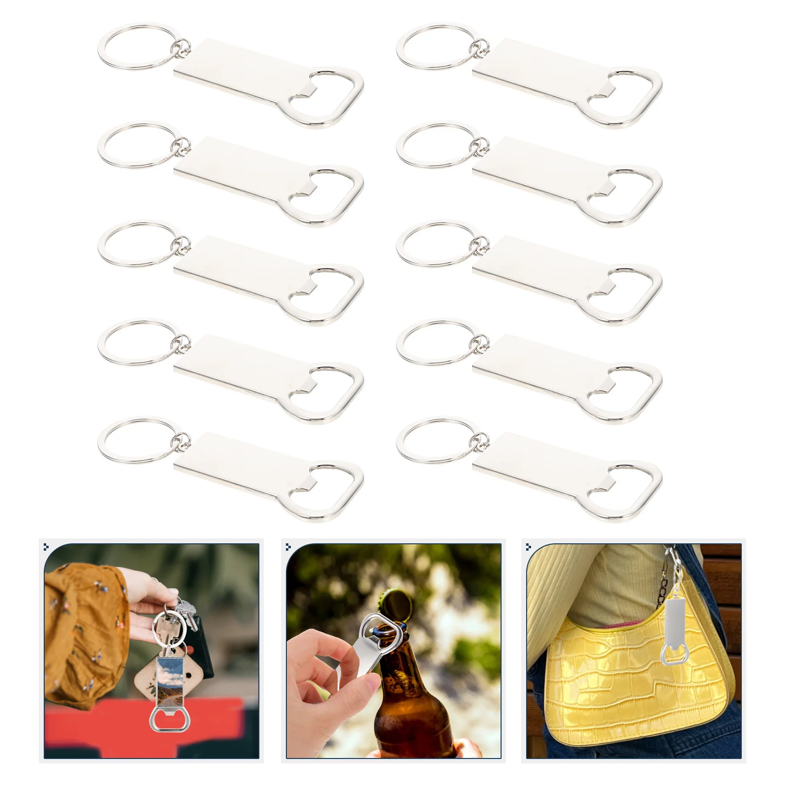 

10Pcs Zinc Alloy Bottle Openers Key Accessory Portable Decorative Beer Opener Multi-Function Gift for Travel Bar Home