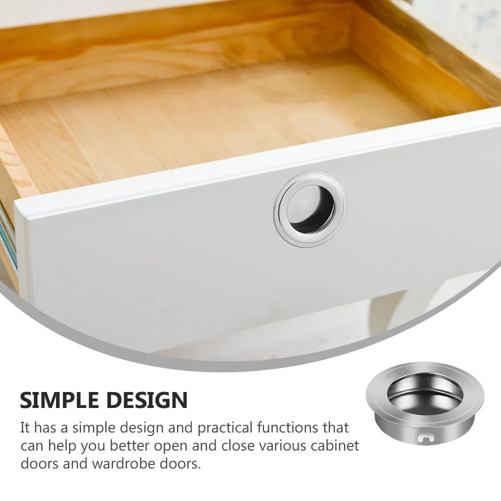 

8 pcs Stainless Steel Cabinet Pull Handle 64Mm Flush Mount Embedded Knob For Wardrobe Cupboard Door Invisible Furniture Handle