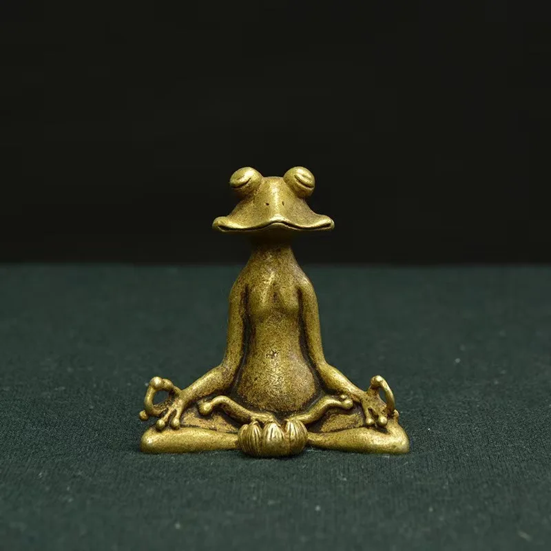 

Antique Brass Seat Zen Frog Ornaments Solid Frog Lotus Incense Stick Tea Ornaments Tea Art Decoration Gift One Piece Dropshippin