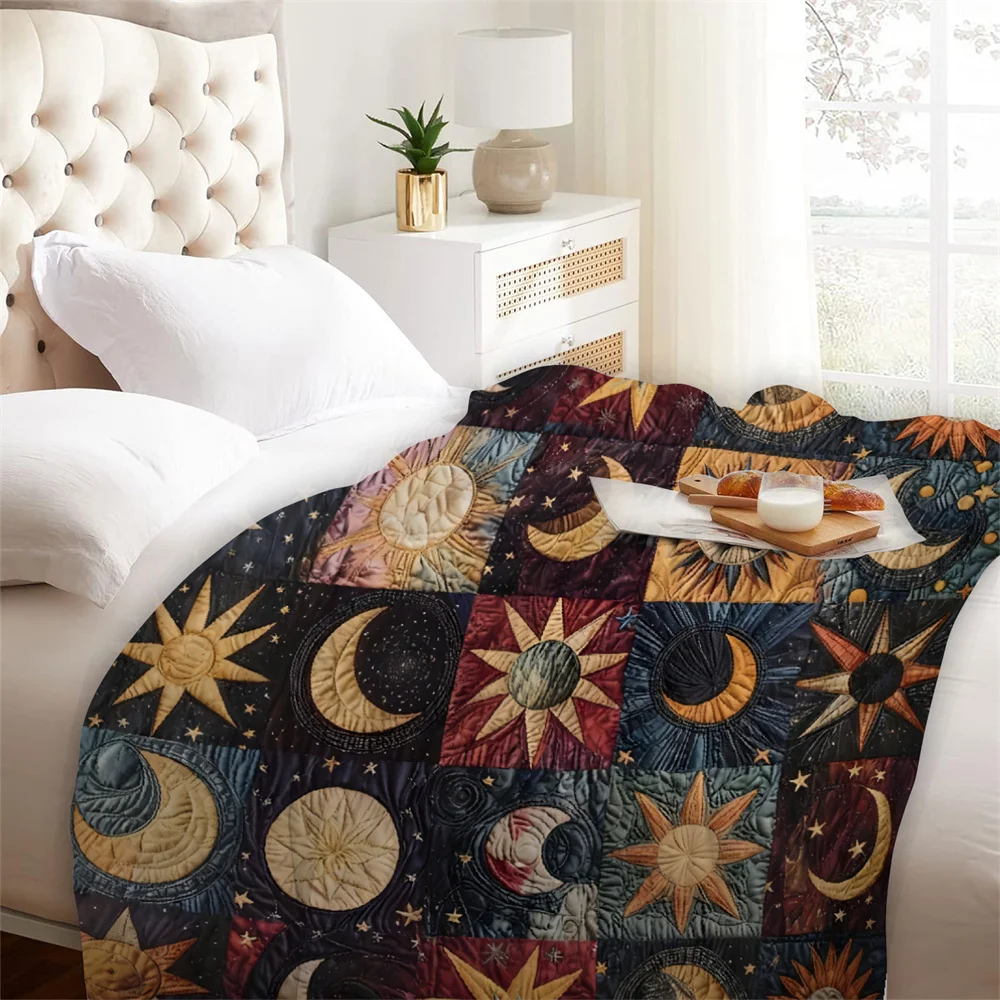 Boho Style Moon Sun Star Flannel Blankets Warm Winter Travel Bedroom Sofa Bithday Gifts For Kids Soft Throw Blanket