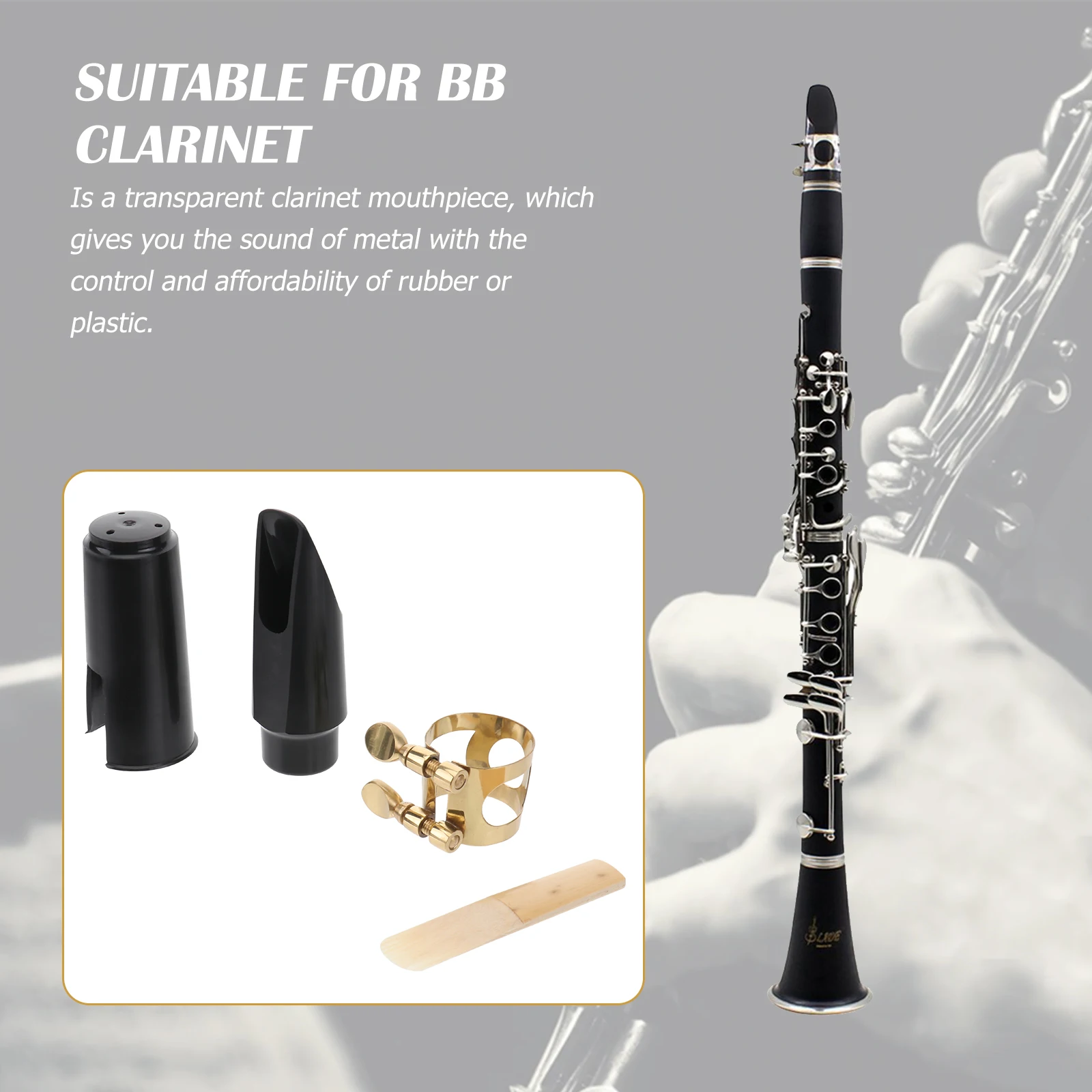 

Bolwtorch Kit For Clarinet Black Durable Abs Plastic 2.5 Reed Strength High Quality Mouthpiece Metal Sound Rubber Control