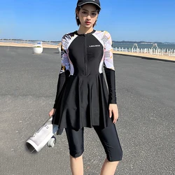 Three Pieces Swimsuit Women Split Long Sleeve Swimwear With Pants & Shorts Modest Swimming Suit Islamic Bathing Suit Beachwear