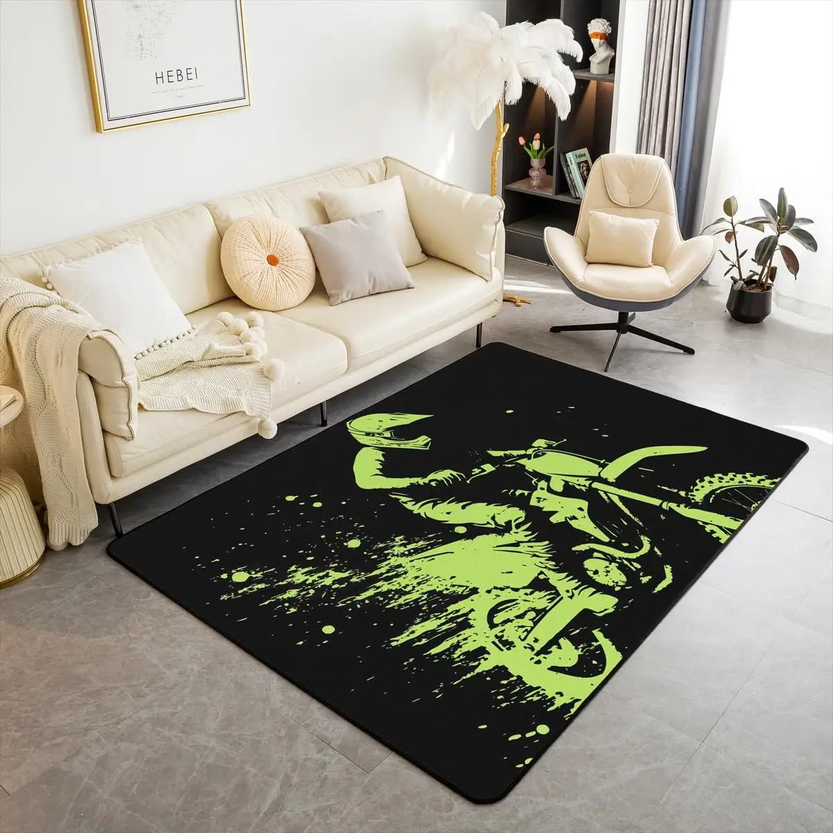 Retro Motorcycle Area Rug Carpet Moto Fans Non-slip Large Door Step Mat Bathmat for Living Room Bedroom Entrance Home Decoration