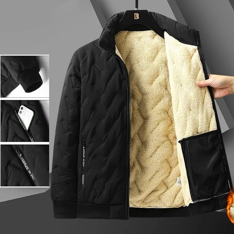 

Autumn Thickened Fleece Jackets for Men Windproof Snow Coats Men's Outerwear Cropped Woolen Parka Coat Winter Warm Bomber Jacket