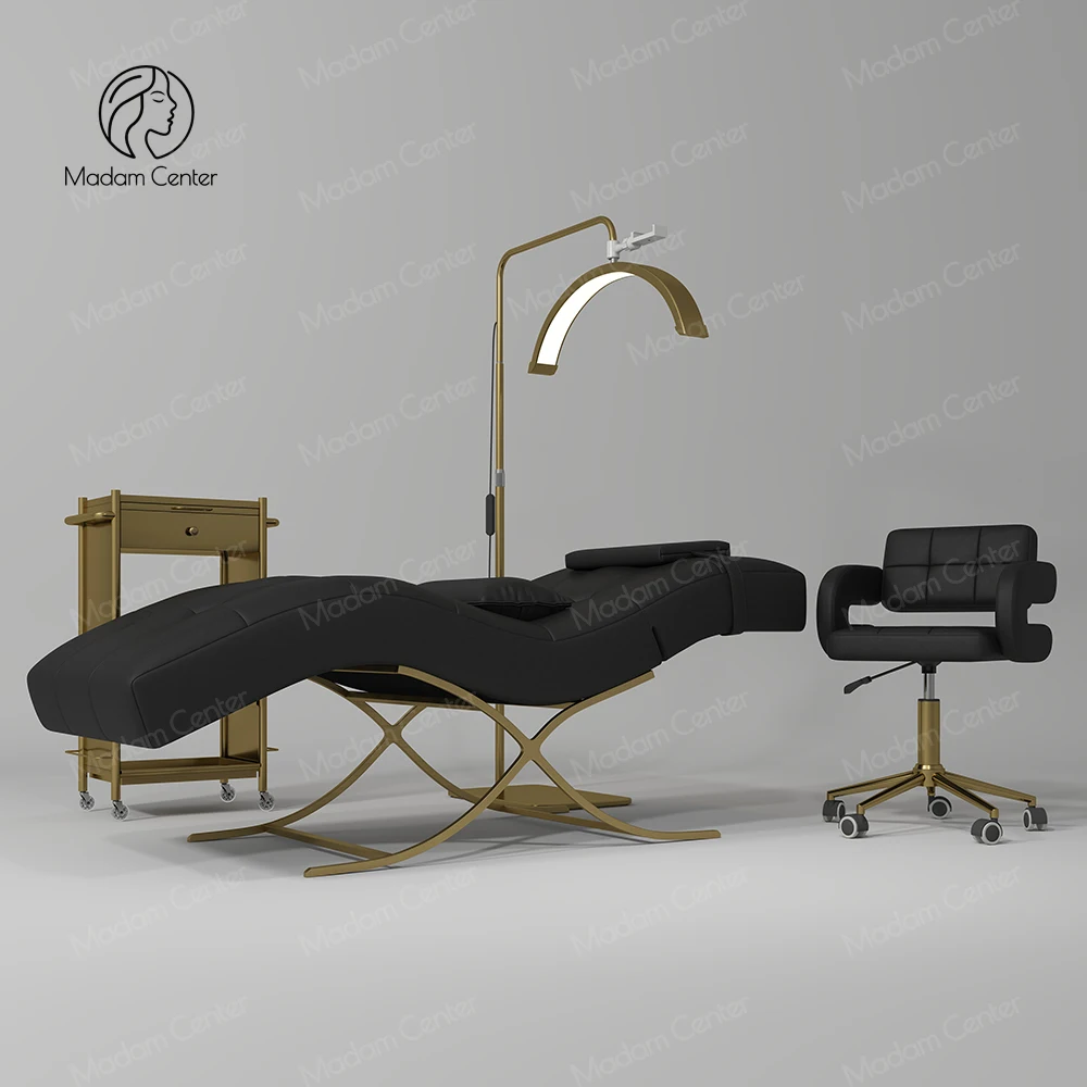 

Adjustable Foldable Recliner Chair with Massage Table Black Curved Lashista Stretcher Modern Style Lash Bed Topper