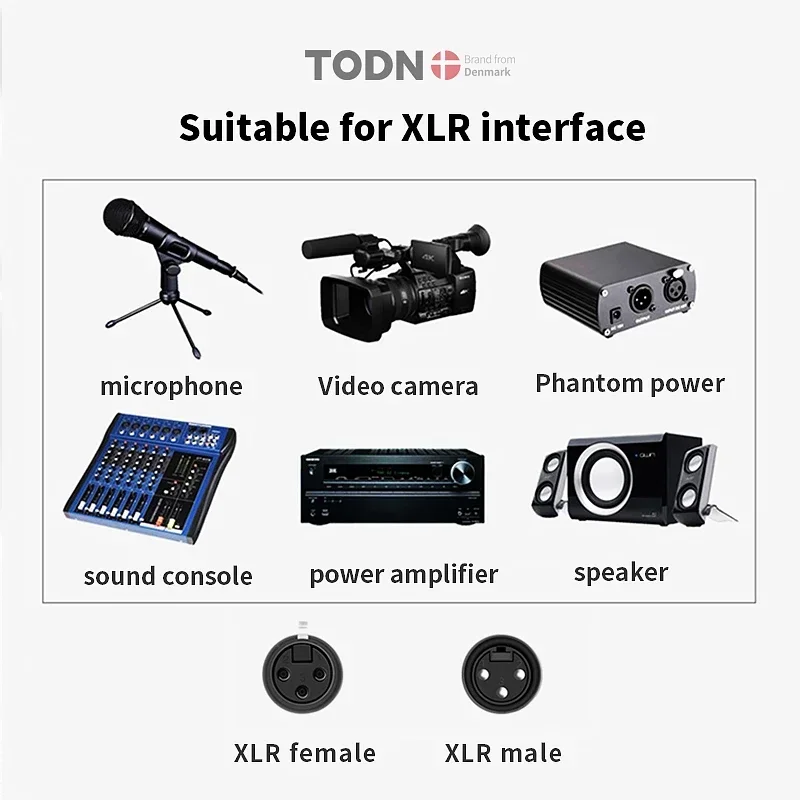 TODN OCC OFC Hifi XLR كابل النايلون مضفر XLR كابل ذكر النحاس إلى أنثى M/F 3Pin جاك تمديد كابل لخلاط الميكروفون