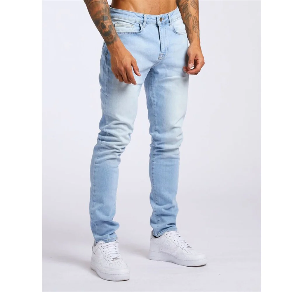 Nouveau Streetwear hommes Stretch jean décontracté haut de gamme couleur unie coupe ajustée pantalon moulant mode sport Jogging Harajuku pantalon