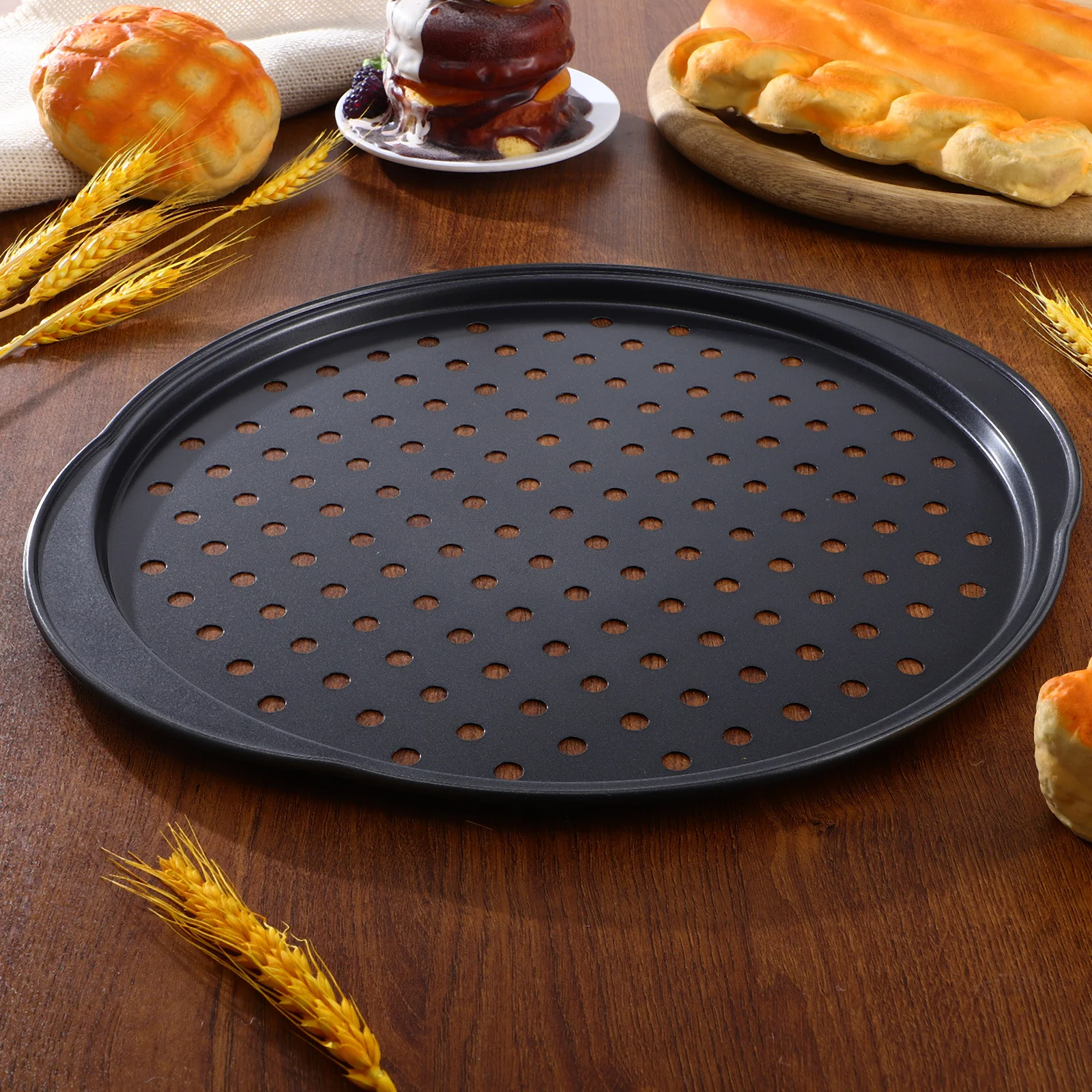 

4 Pcs Pizza Plate Pan for Oven Thickened Tray Making Supplies Perforated Baking Pans Outdoor