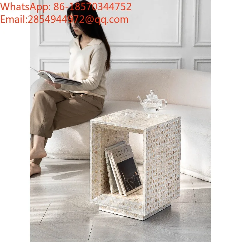 French Shell Storage Edge, Light Luxury Square Screw Corner Shoe Changing Stool