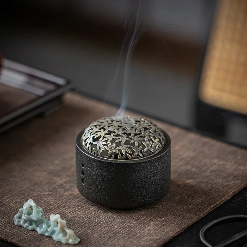 Ceramic Incense Burner, Zen Inspired Retro Stove, Home Decoration, Ashtray, Desktop Decoration, Mesh Cover, Incense Board view 2