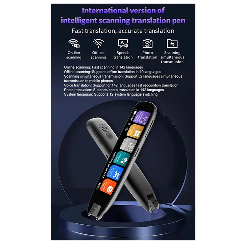 -AT52 S65pro Smart Voice Translator 142 Languages WIFI Scan Translation Pen Scanning Translation Pen Business Travel Abroad