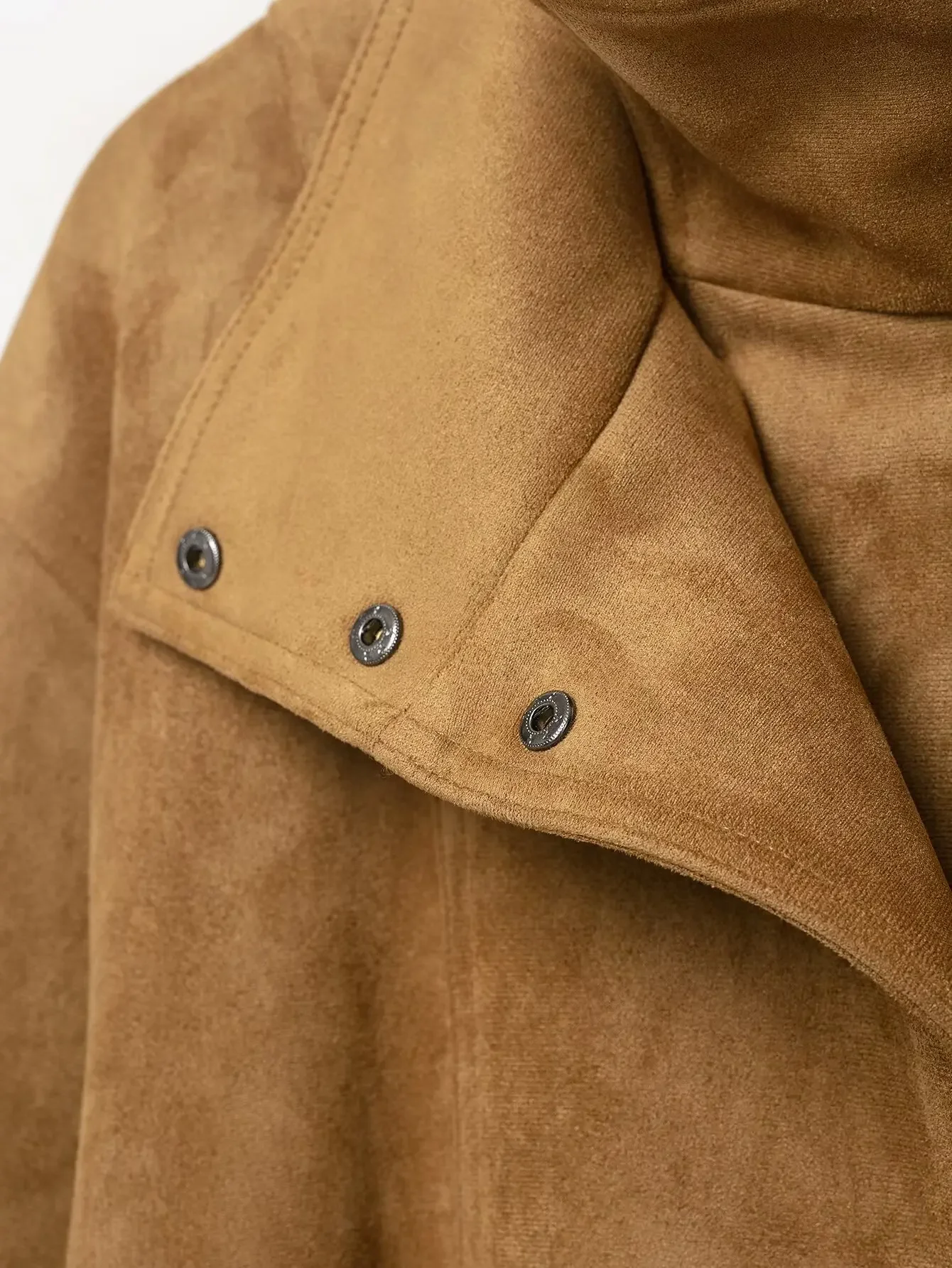 KONDALA Damen High-Street-Jacke Elegante Kunstwildleder-Jacke mit Gürtel und Stehkragen Neue 2026 Herbst-Winter Pendler-Damen-Kurzjacke – Detail 22