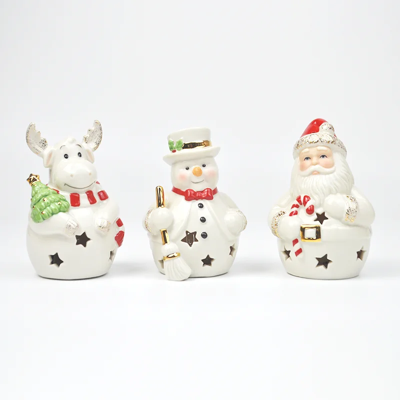 Lenox Ceramic Crafts Snowman Reindeer Santa Claus Figurines Home Tabletop Ornament Christmas Decoration New Year Gift
