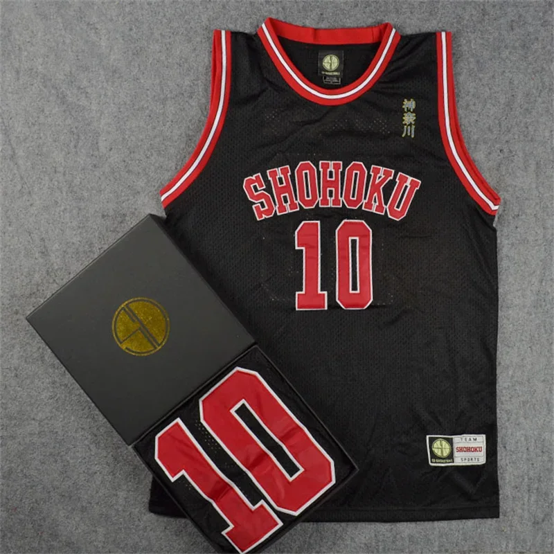 Anime Shohoku Black Embroidery School Basketball Team Tops Jersey Cosplay Costume Sakuragi Hanamichi Jersey Sports Wear Uniform