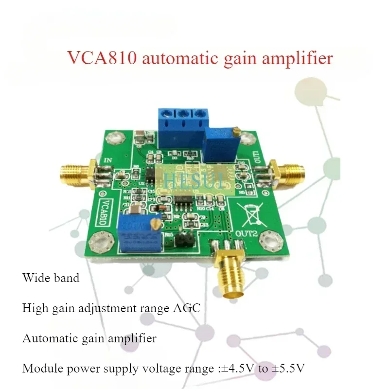 VCA810 AGC module automatic gain amplifier Wide band voltage-controlled gain amplification adjustable DA program control