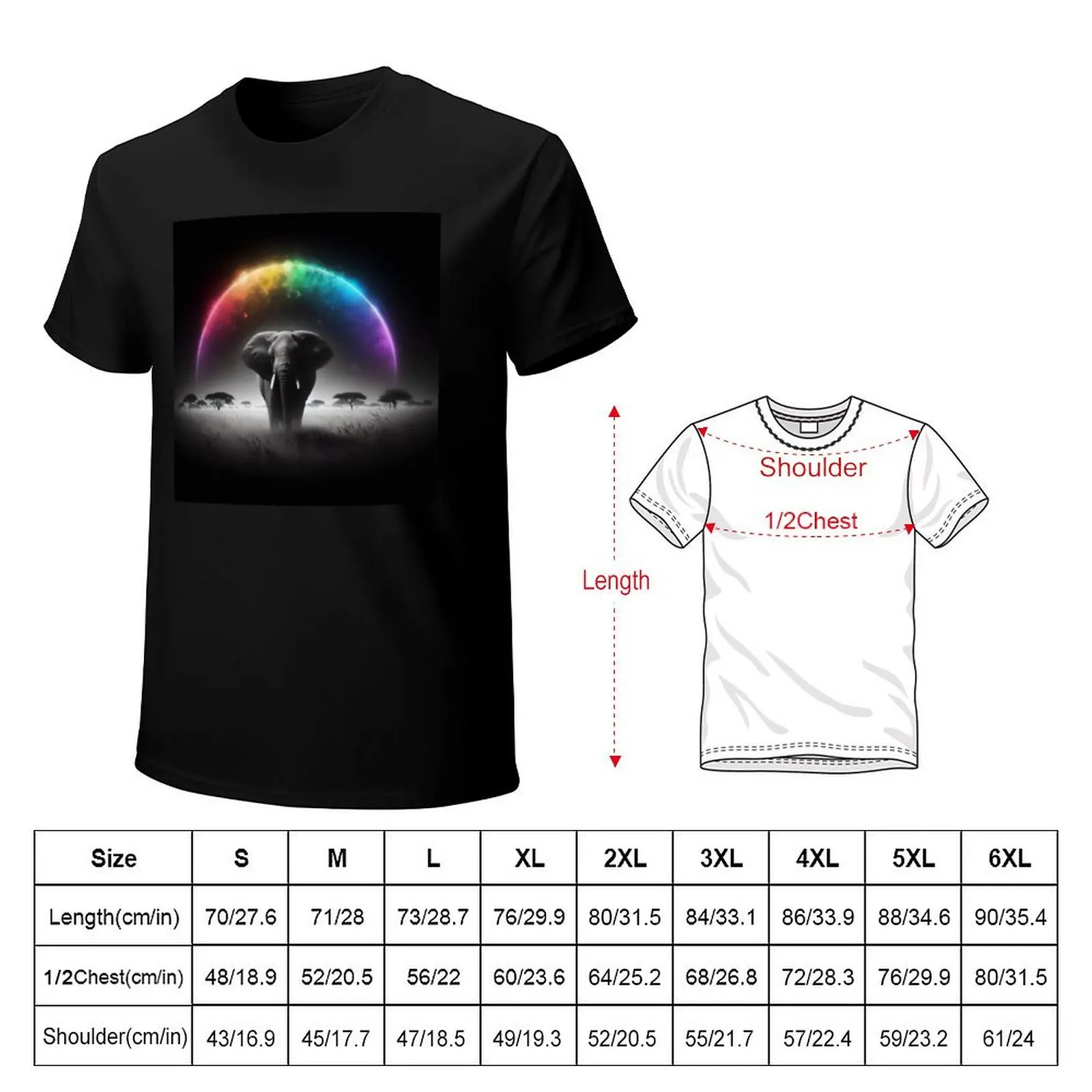 Monochromatic Elephant Within Rainbow Splash T-Shirt Running Gym Short Sleeve Sports Tee