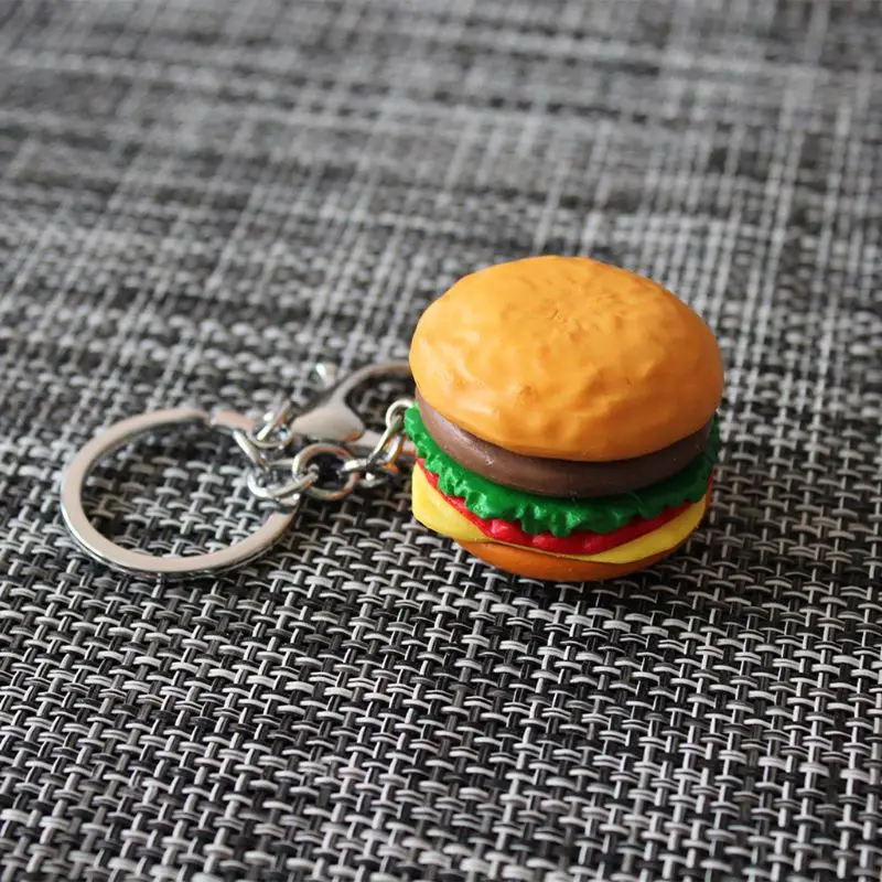 Exquisite Handmade Diy Simulated Hamburger for Key Ring Cute 3D Burger Keychain for Room Handbag Purse Cellphone Backpac