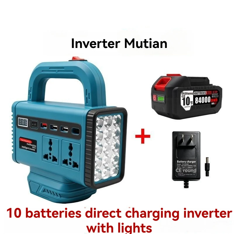 Portable Emergency Power Inverter Fit for Makita Battery With LED Light Outdoor Camping Household Lighting Adapter