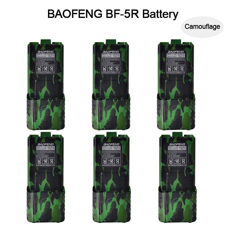 6pcs UV5R Walkie Talkie Battery 3800mAh 7.4V green Extended Big Capacity Li-Ion BL-5L for Baofeng UV-5R UV-5RB UV-5RE