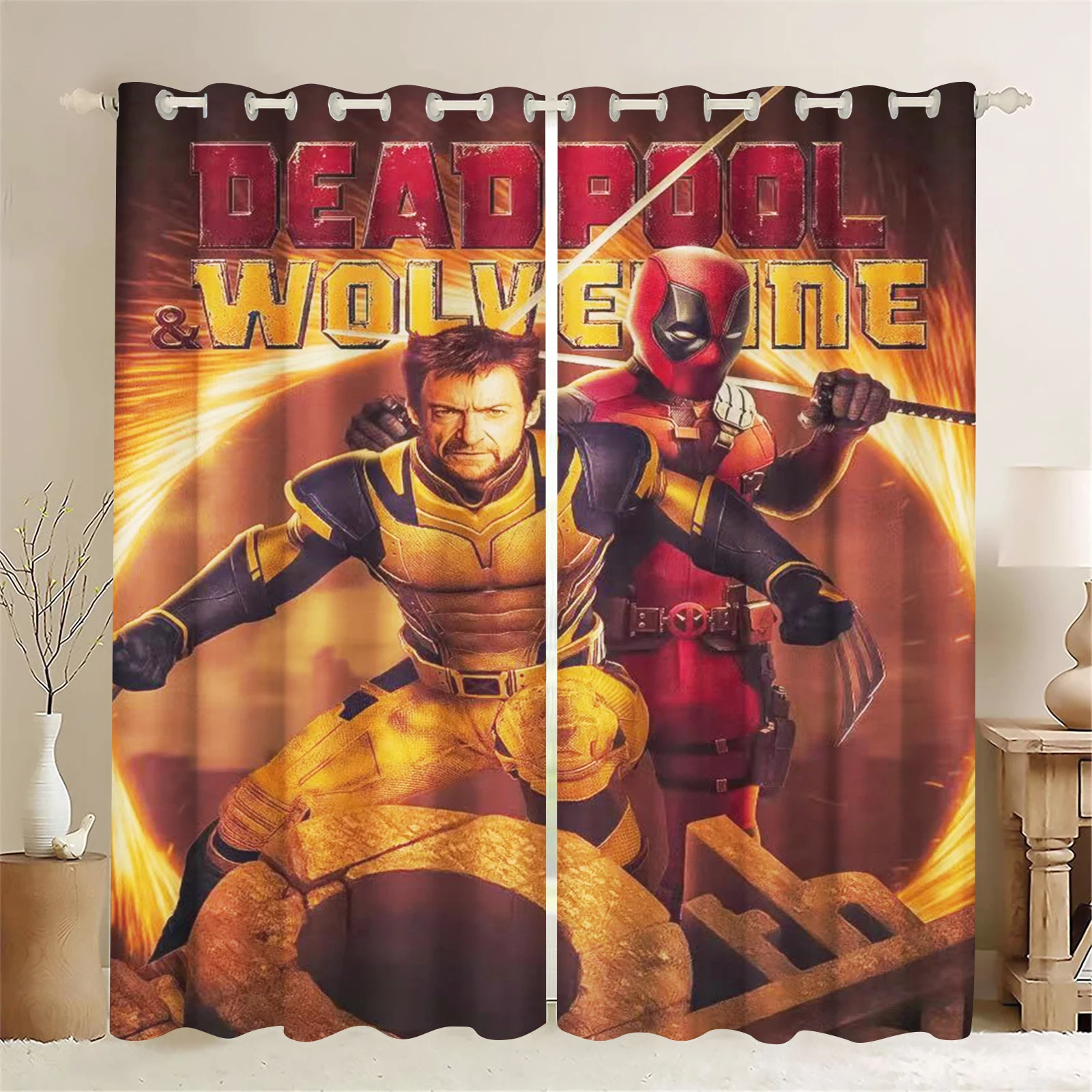 Deadpool and Wolverine Curtains Living Room, Blackout Cartoon Animated Curtains, Customisable Home Nursery Window Treatments