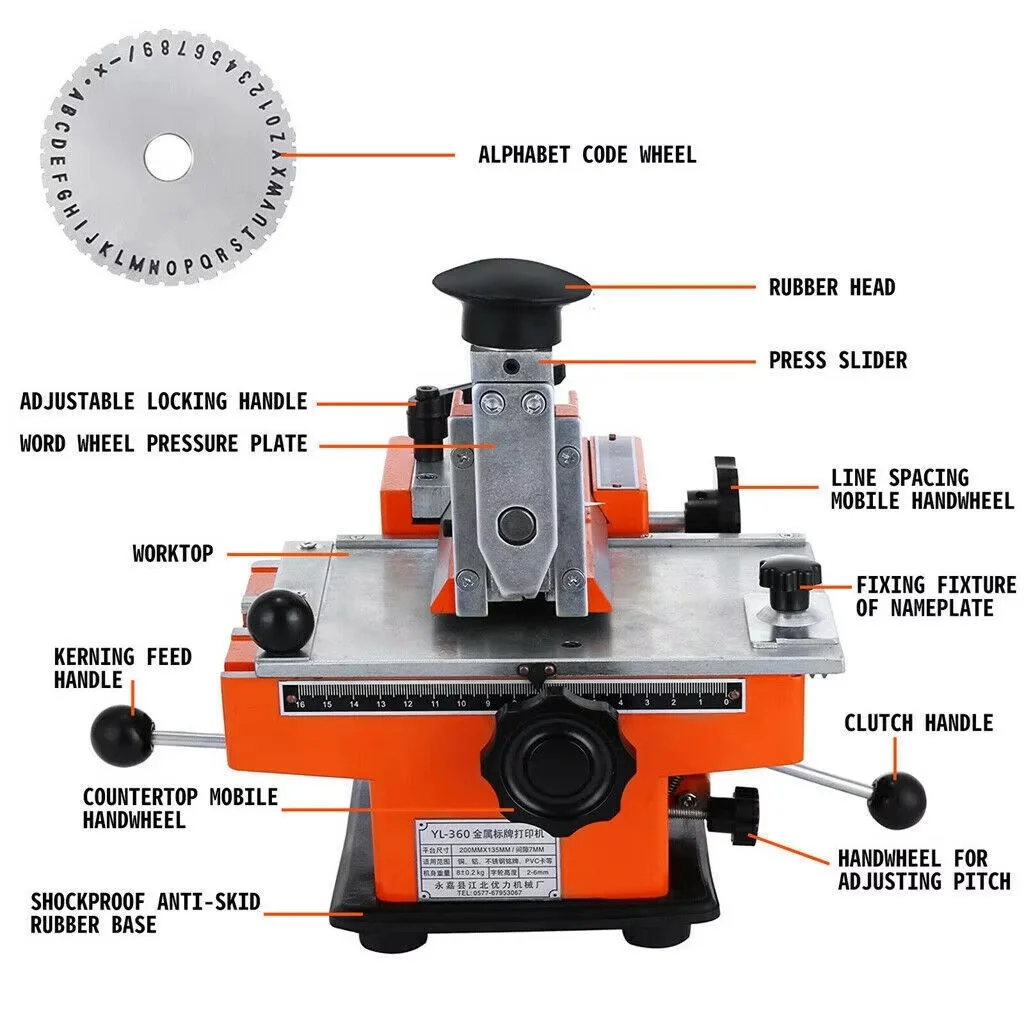 Handheld Semi-Auto Stamping Embossing Machine 4mm Metal Marking Tag Plate Dog Tag Printer