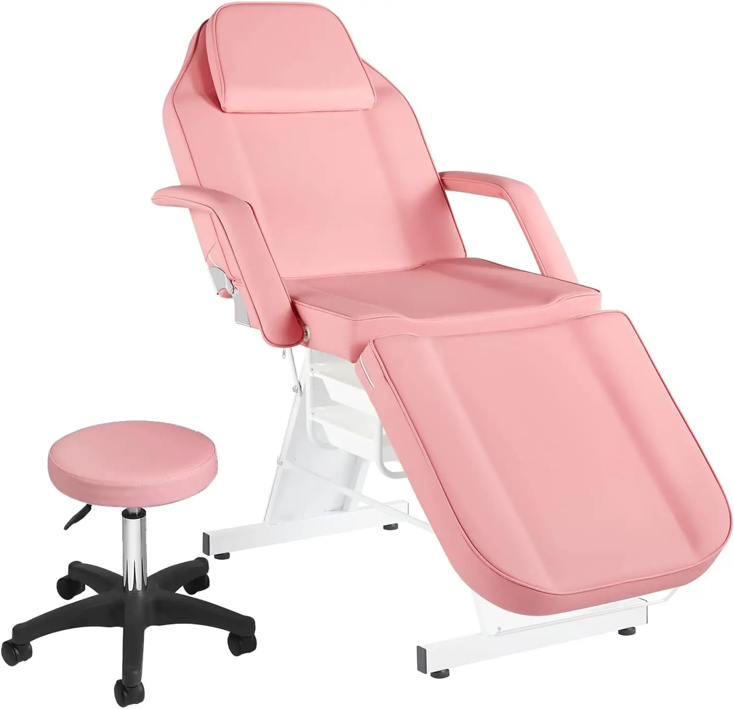 Chair Tattoo Chair 73inch Adjustable Facial Bed for Client Multipurpose Spa Chairs for Beauty Esthetician with Stool Pink