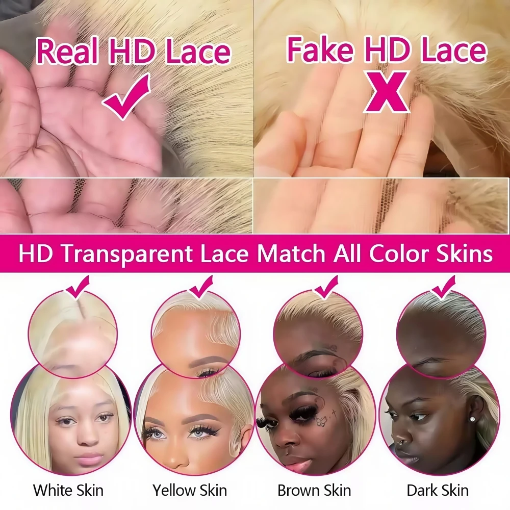 613 Blonde Short Bob Wig Human Hair 13x4 Lace Front Wigs Human Hair Pre Plucked Transparent Lace 180% Density Lace Frontal Wig image 5