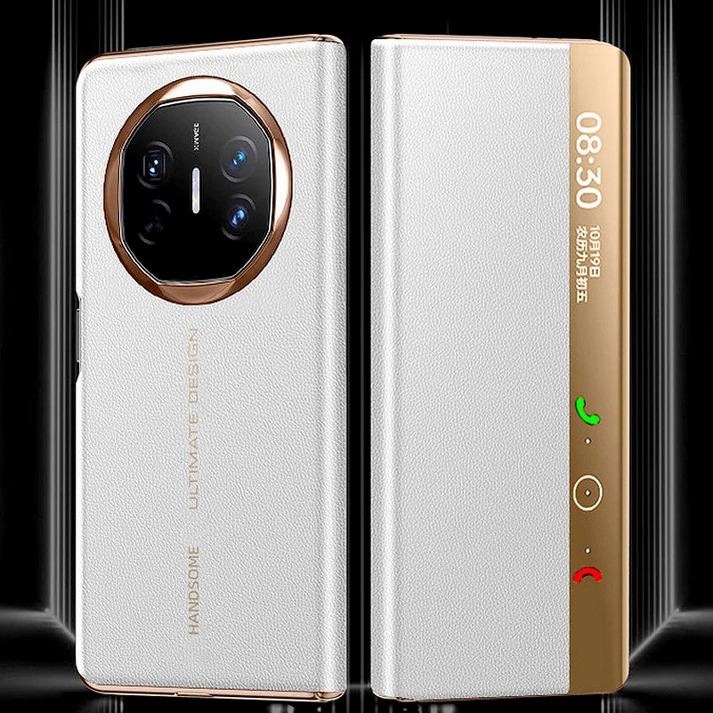 

Официальный кожаный чехол Smart Wake & Sleep из натуральной кожи, чехол для телефона Huawei Mate X6 Mate X6 Lychee, защита камеры