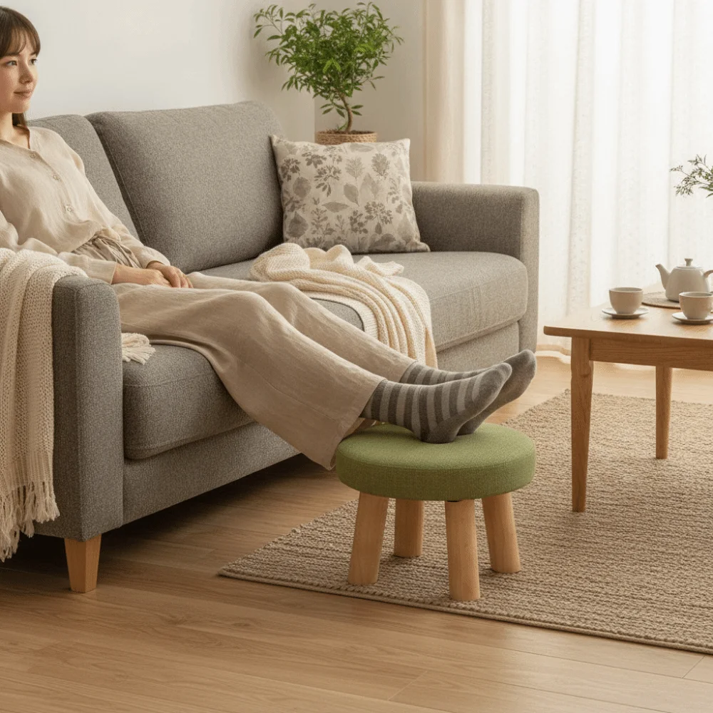 Soft Solid Wood Small Foot Stool Non-Skid Wear-resistant Shoe Changing Chair Large Load Bearing