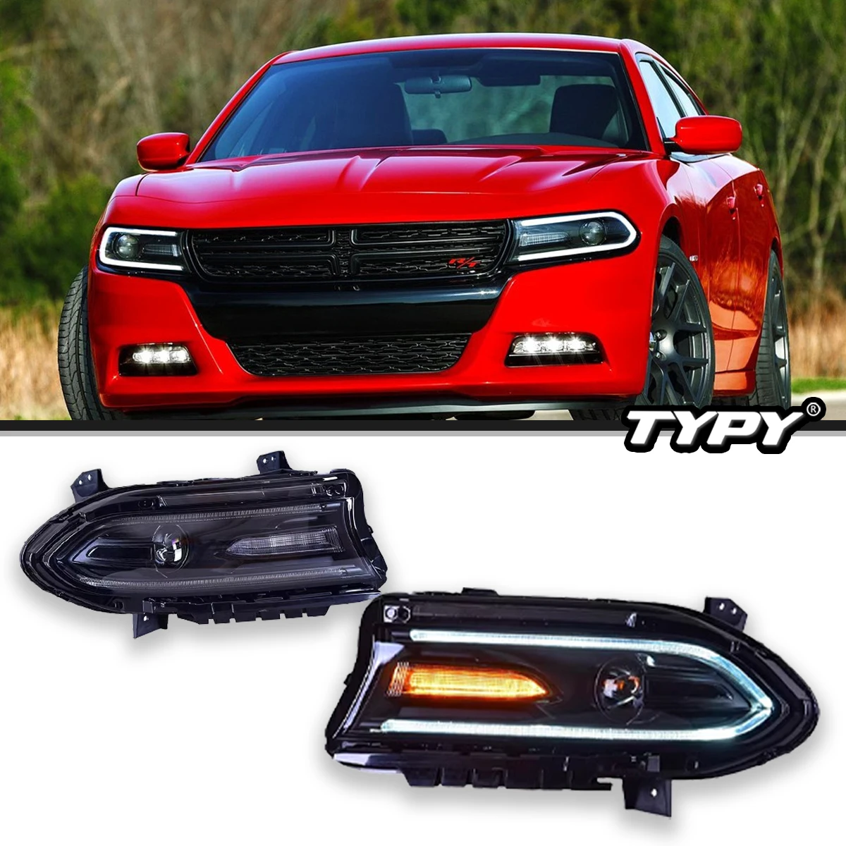 

TYPY Car Lights For Dodge Charger 2015-2019 Headlight LED Projetor head Lamp Daytime Running Light Automotive Accessories