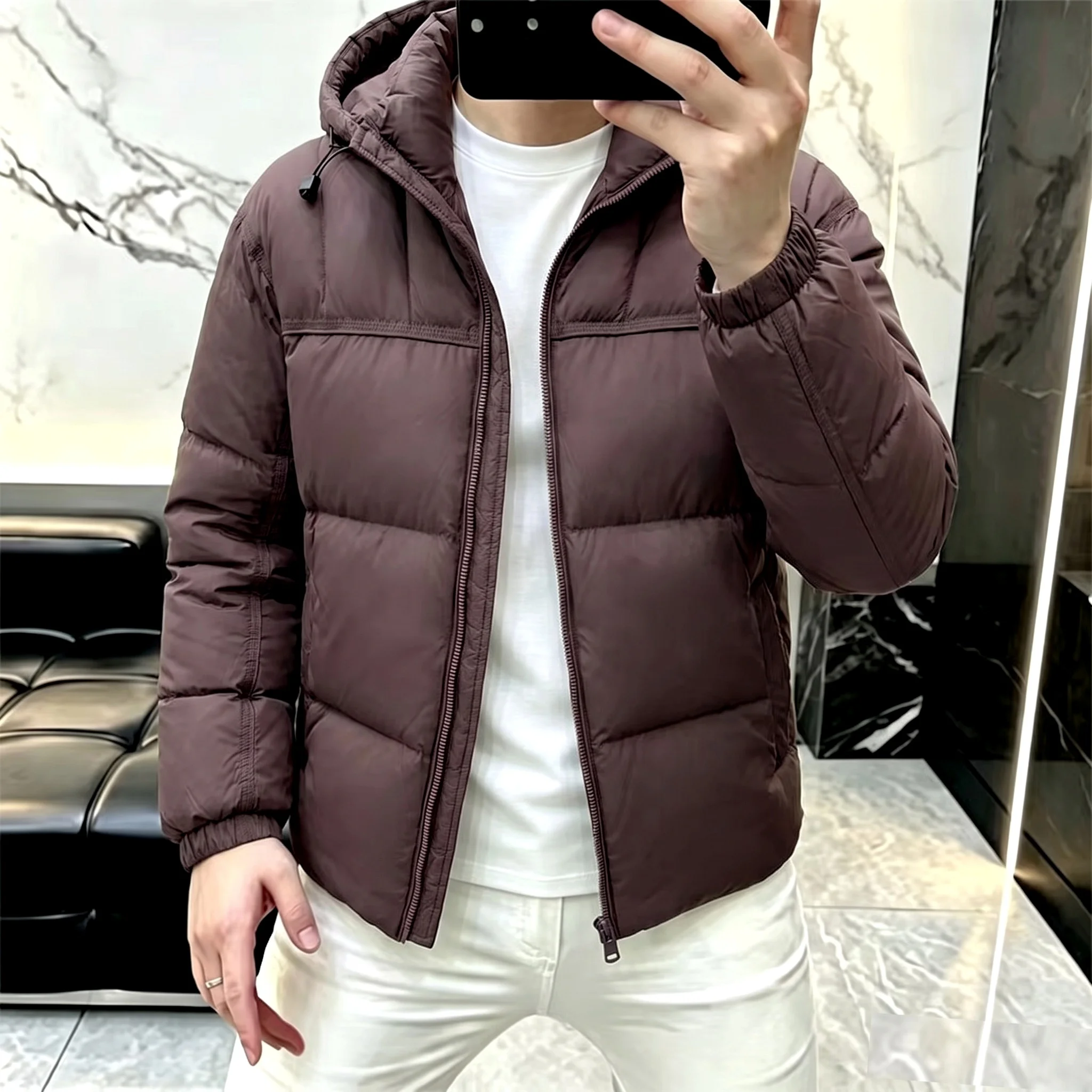 2026 Winter New Style Men's Fashion Casual Trend Hooded Down Jacket Coat