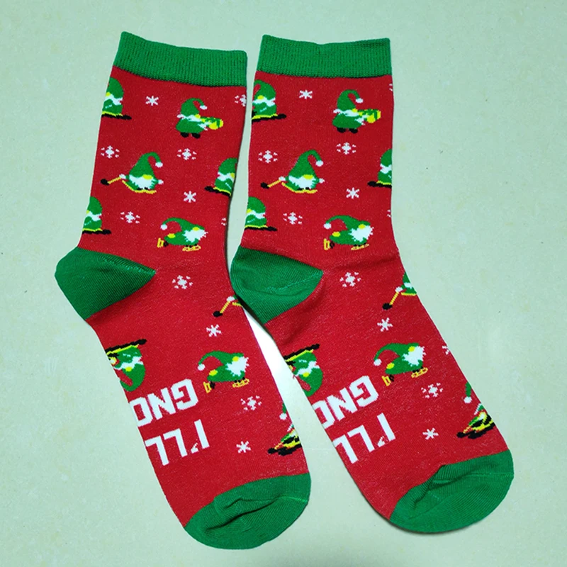 New Christmas Cartoon Cute Elf Unisex Crew Cotton Socks Women Men Funny X-mas Long Socks Gifts for Dropshipping Wholesale