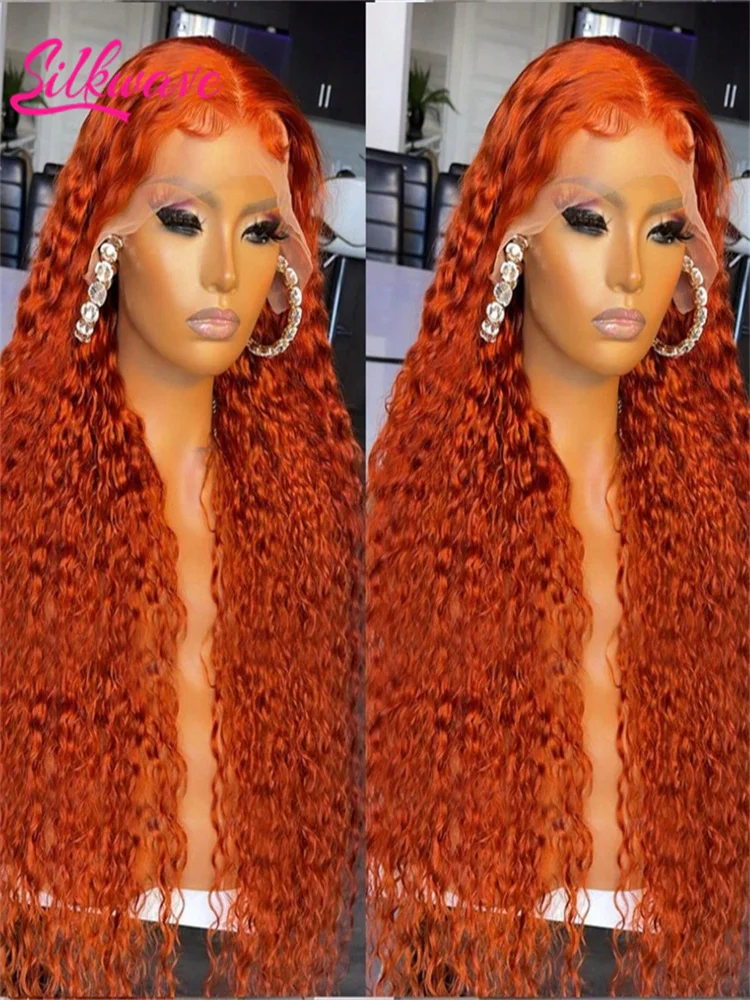 

Silkwave 13x6 Water Wave Orange Ginger Lace Front Wig Human Hair 30 Inch 13x4 Deep Wave Lace Front Wigs Orange Curly Human Hair