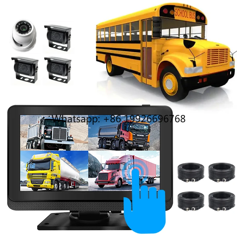 

4CH Dvr 7-Inch Split Screen Monitor with Backup Camera Kit Car Reversing Aid for Truck Van Caravan Trailers Camper Bus