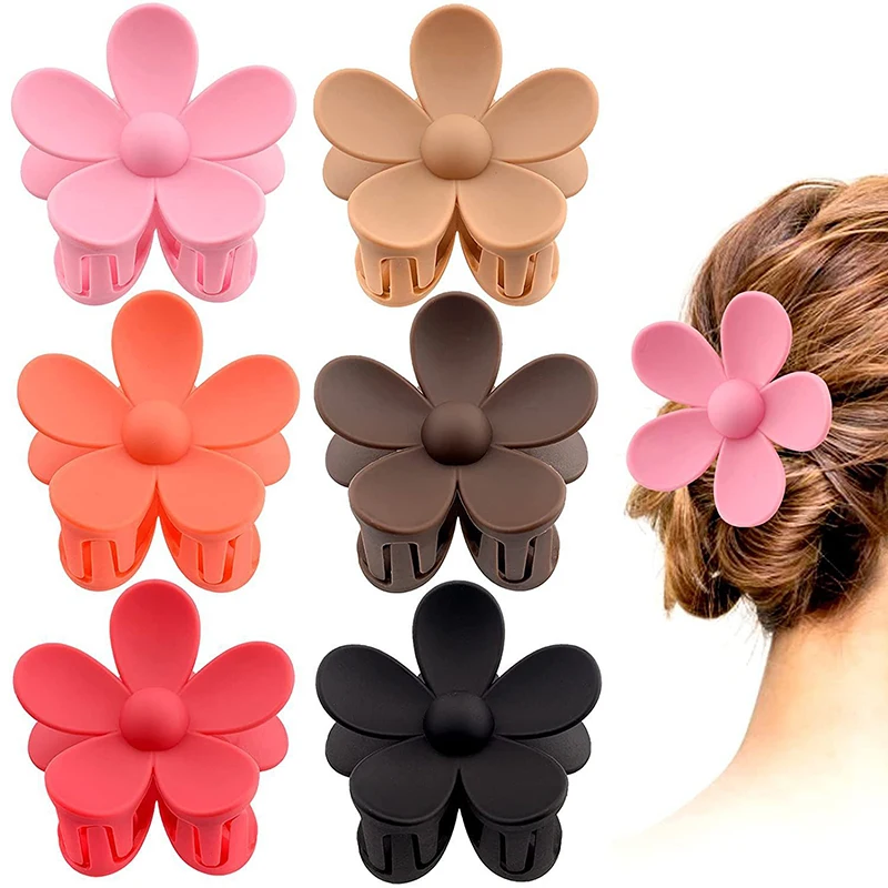 Large Flower Claw Clips 2.8 Inch Matte Big Hair Claw Clips for Women Non Slip Strong Hold Hair Accessories