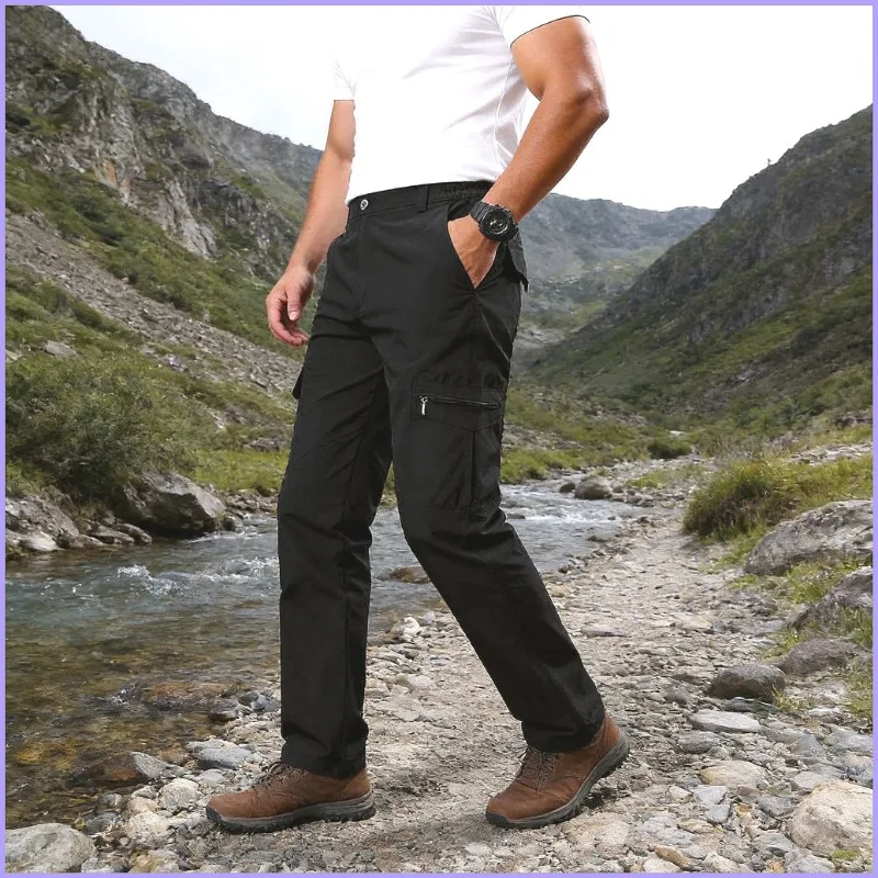 Men's Military Tactical Cargo Pants Waterproof Multi-Pocket Outdoor Hiking Work Combat Lightweight Durable Ripstop Streetwear