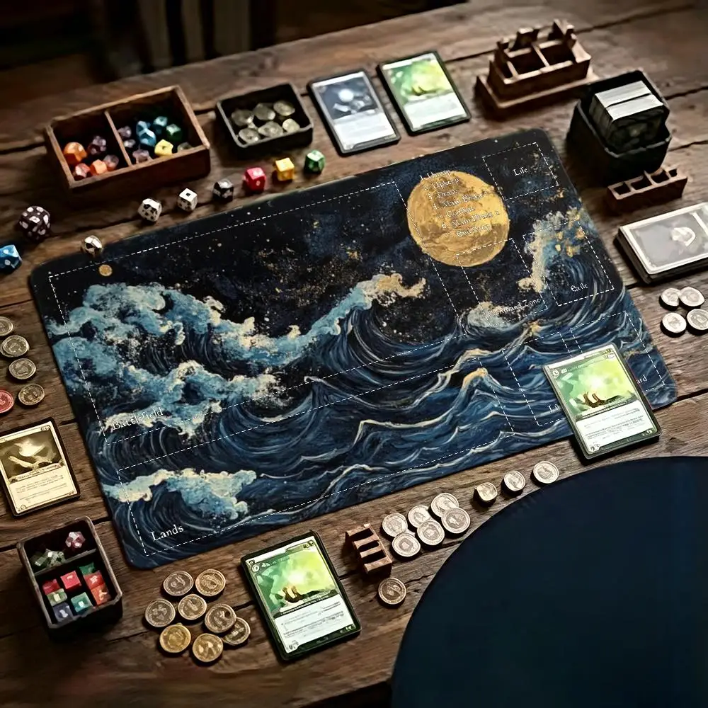 Large TCG Ukiyo-e Great Wave mouse pad Playmat Magic Card Battle Mat TCG CCG MTG Players AntiSlip Base Gathering Gaming Art Mat