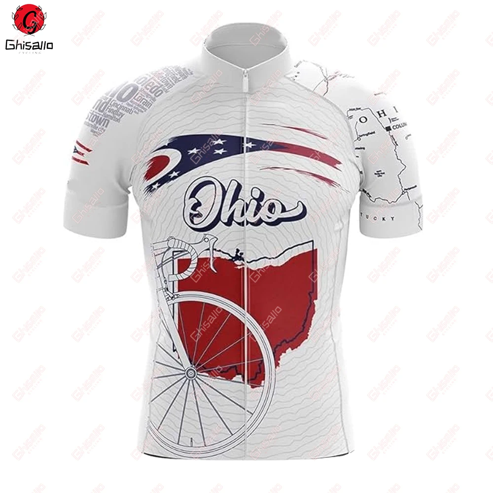 OHIO State Vintage Style Cycling Jersey Set for Men, Bike Cycling Shirt, Clothing Shorts, Quick Dry, Bicycle Clothes, New